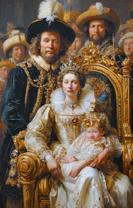 07997-707751245-masterpiece,best quality,_lora_tbh135-sdxl_0.85_,Coronation of the Throne by Elizabeth II,illustration,style of Rembrandt,oil pa.png